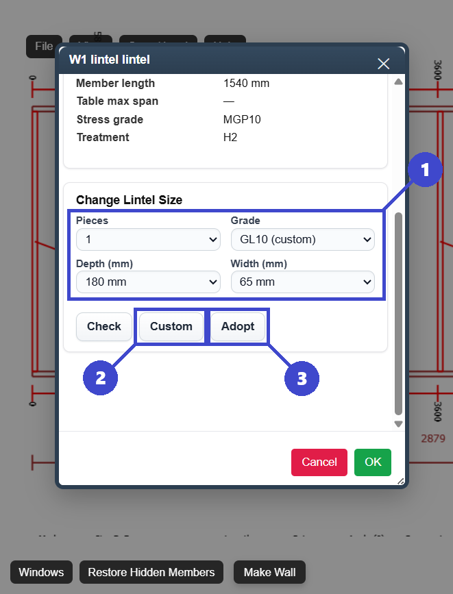 Adjusting header size in window framing layout