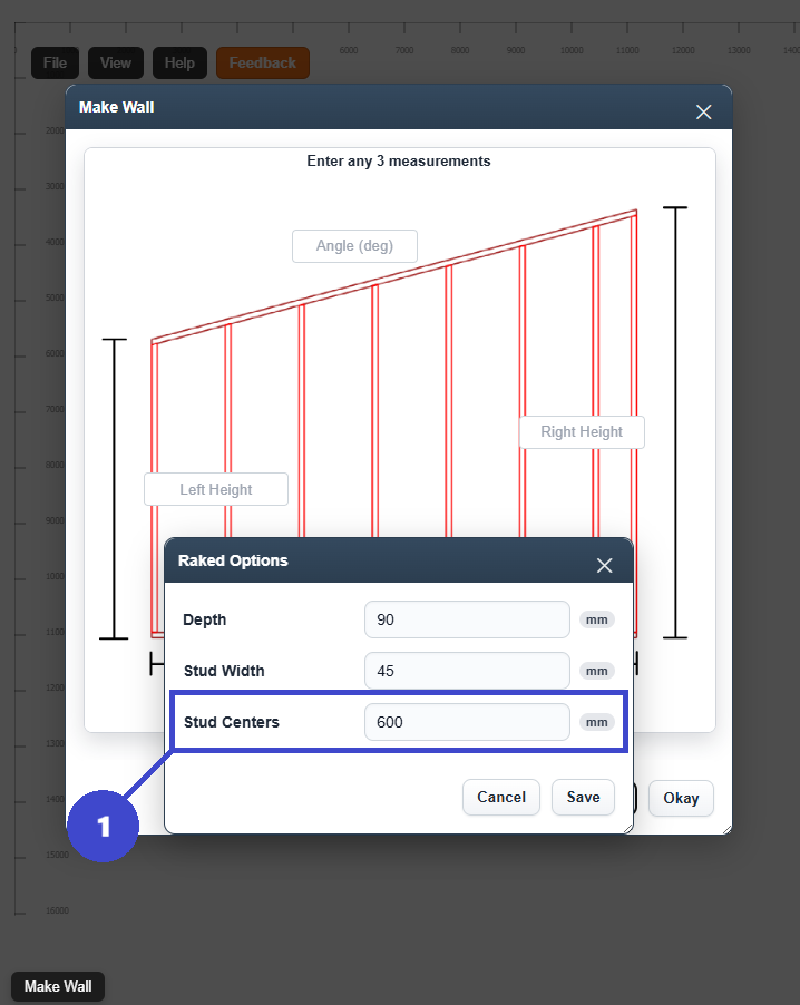 Manual stud spacing wall framing layout