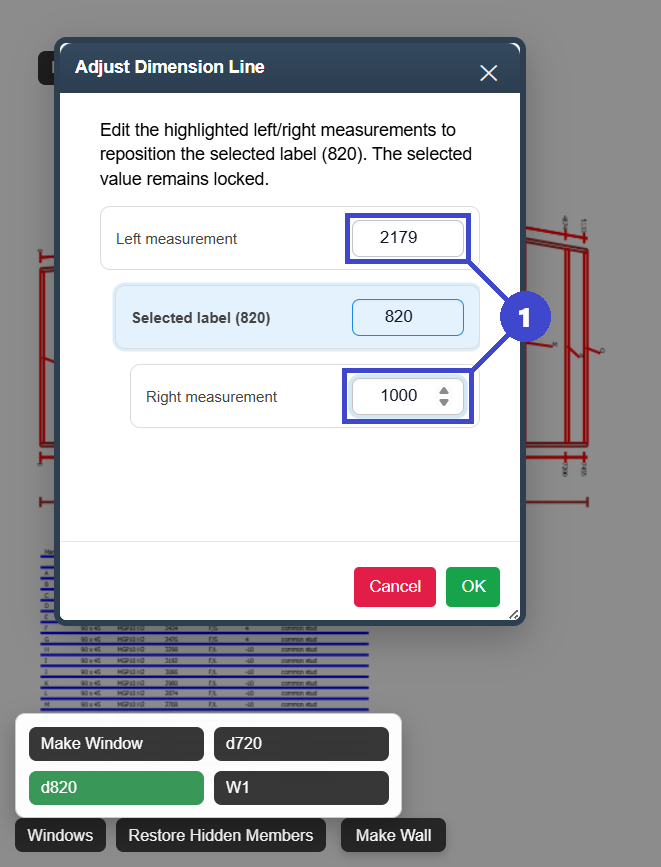 Change lintel size - step 2