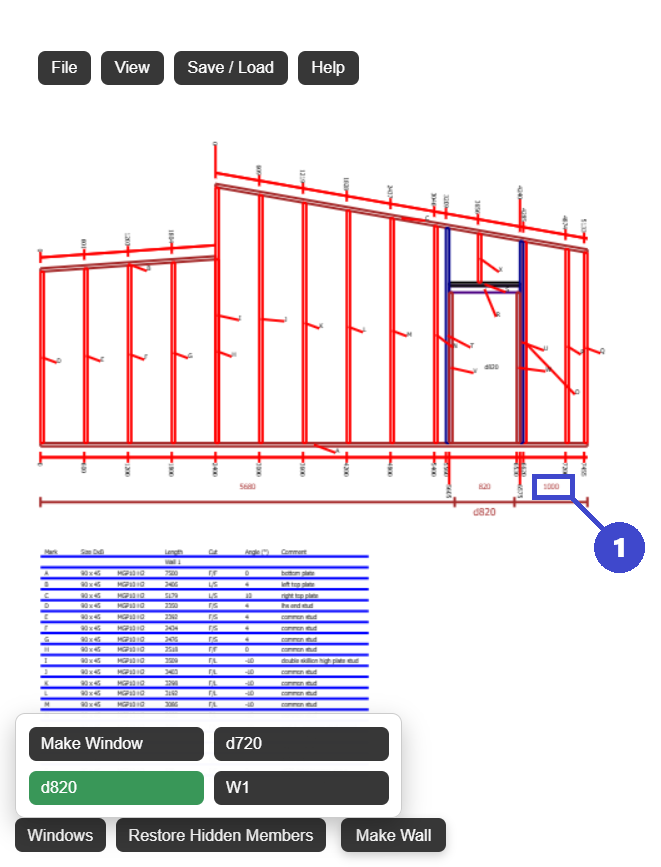 Change lintel size - step 3